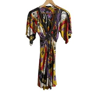 Sky Multicolored Plunging Neckline Mini Dress Size Medium